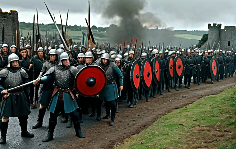 **Scene:** A somber depiction of the Battle of Drogheda in